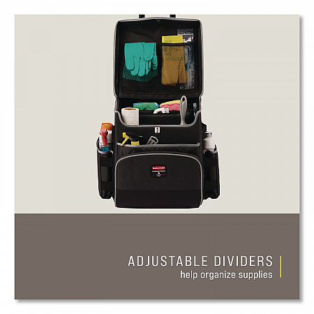 Executive Quick Clean Janitorial Cart, Synthetic Fabric, 16 Compartments, 14.25