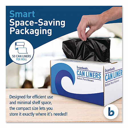 Reprocessed Resin Can Liners, 60 gal, 1.2 mil, 38 x 58, Black, 50 Bags/Carton (519E)