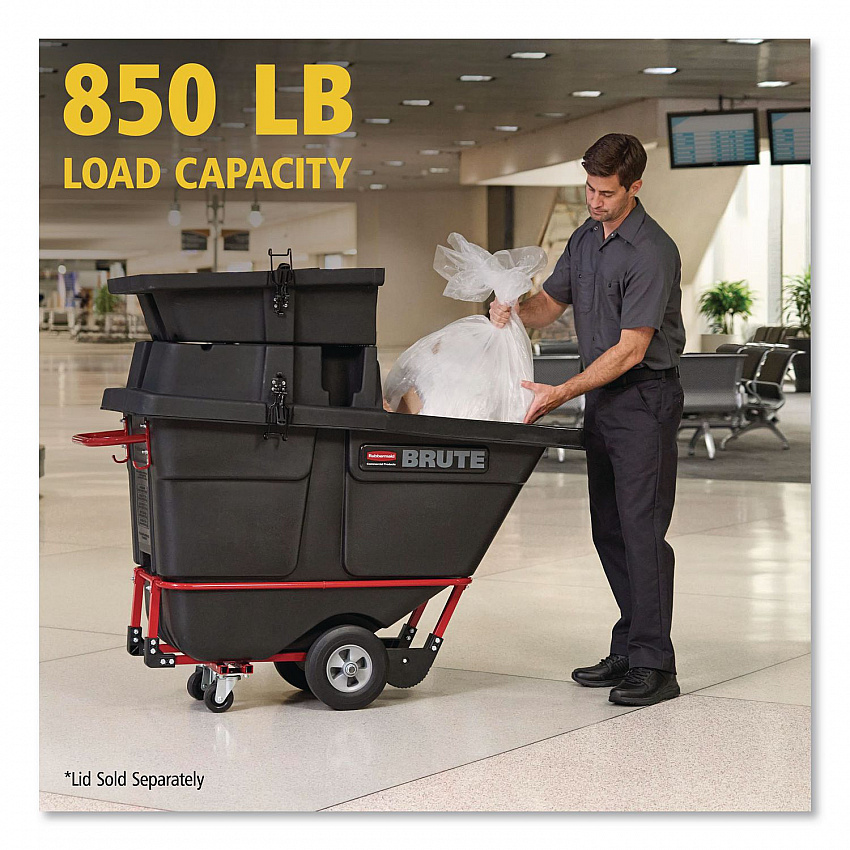 0.5 cu yd BRUTE Rotomolded Tilt Truck, 850 lb Capacity, Black (1305BLA)
