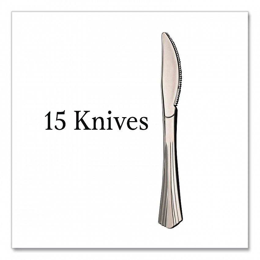 Sterling Assorted Plastic Cutlery, Mediumweight, (20) Forks/(15) Knives/(15) Spoons, Plastic, Silver, 50/Pack (8305ASV)