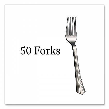 Sterling Heavyweight Plastic Cutlery, Fork, Silver, 50/Pack (8305FSV)