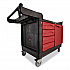 TradeMaster Cart with One Door, Plastic, 3 Shelves, 4 Drawers, 750 lb Capacity, 26.25