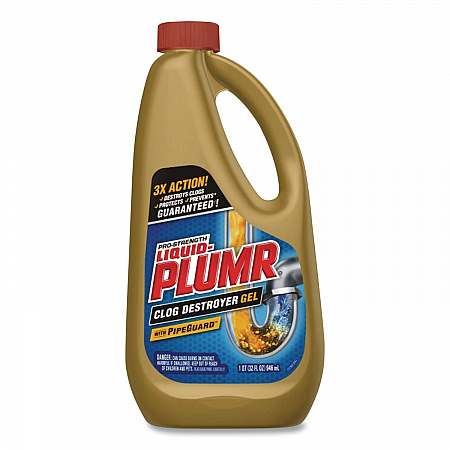 Pro-Strength Full Clog Destroyer Plus PipeGuard, 32 oz Bottle, 9/Carton (00243)