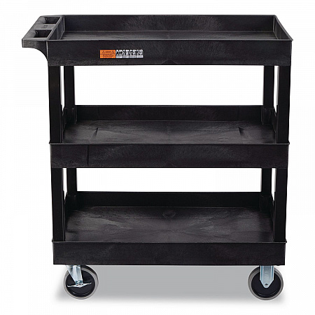 TUFFY XL Three-Shelf Heavy-Duty Multipurpose Utility Cart, Plastic, 375 lb Capacity, 35.25