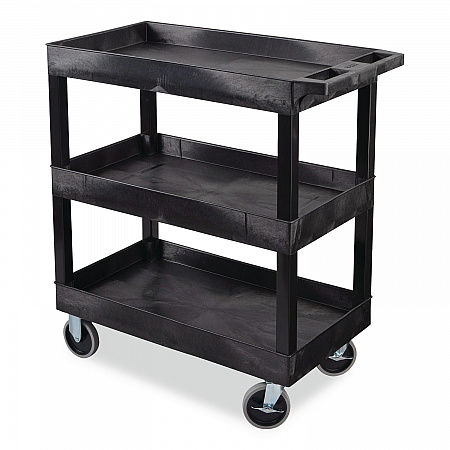 TUFFY XL Three-Shelf Heavy-Duty Multipurpose Utility Cart, Plastic, 375 lb Capacity, 35.25