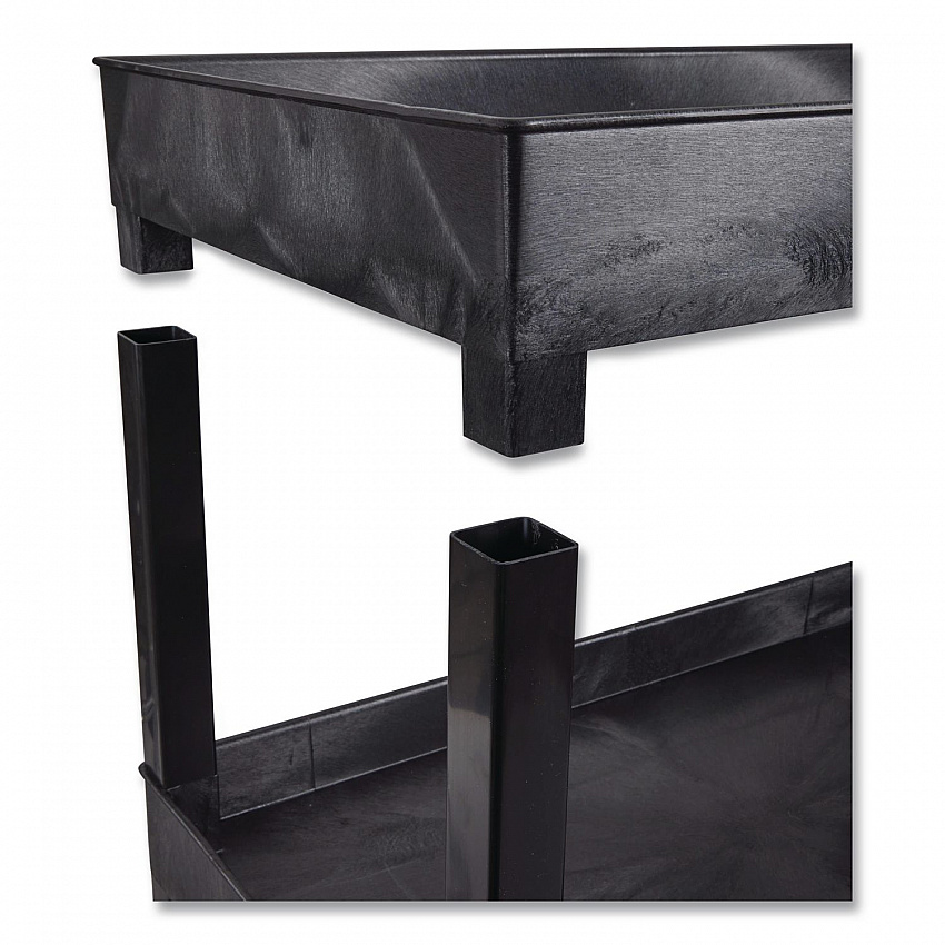 TUFFY XL Three-Shelf Heavy-Duty Multipurpose Utility Cart, Plastic, 375 lb Capacity, 35.25" x 18" x 37.25", Black (EC111HDB)