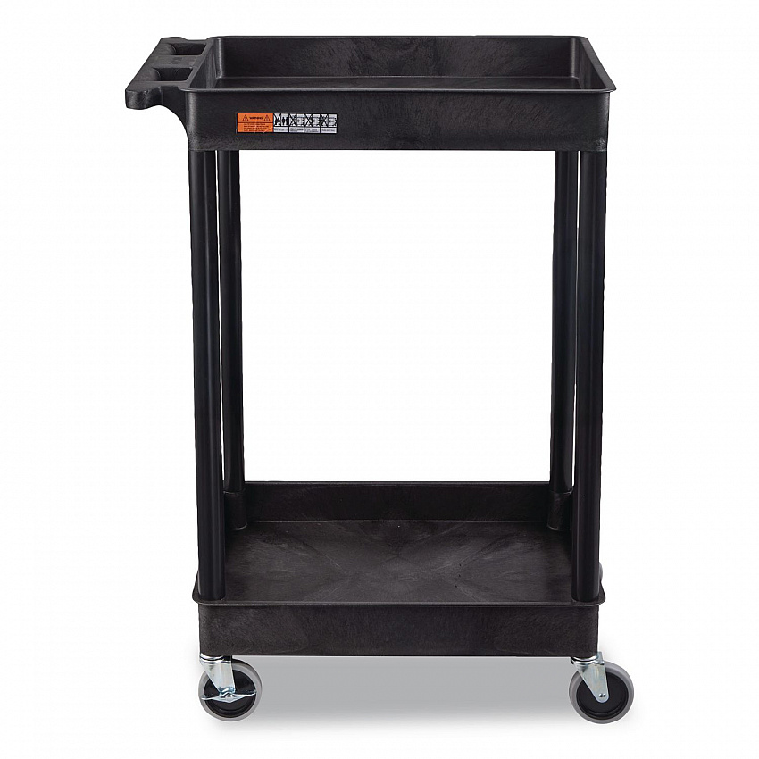 ENDURA Two-Shelf Utility Cart, Plastic, 300 lb Capacity, 26.5" x 18.5" x 37.5", Black (STC11B)