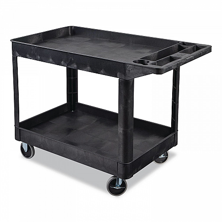 WORKLOAD Two-Shelf Heavy-Duty Industrial Utility Cart, Plastic, 500 lb Capacity, 45.5