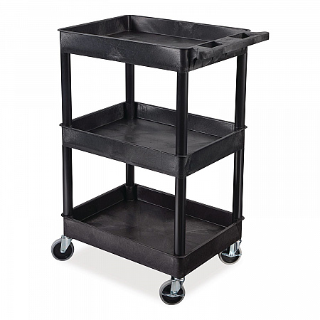 ENDURA Three-Shelf Utility Cart, Plastic, 300 lb Capacity, 26.5