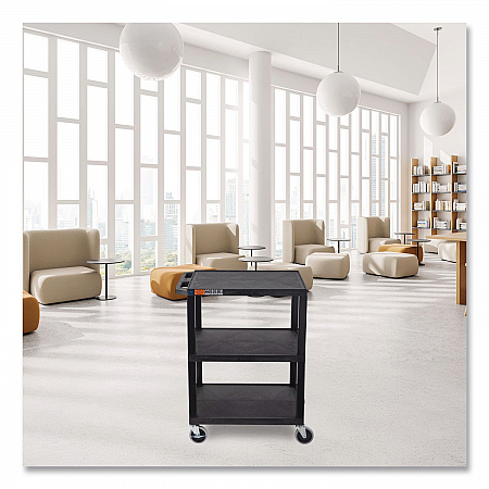TUFFY Three-Shelf Multipurpose Utility Cart, Plastic, 300 lb Capacity, 26.5