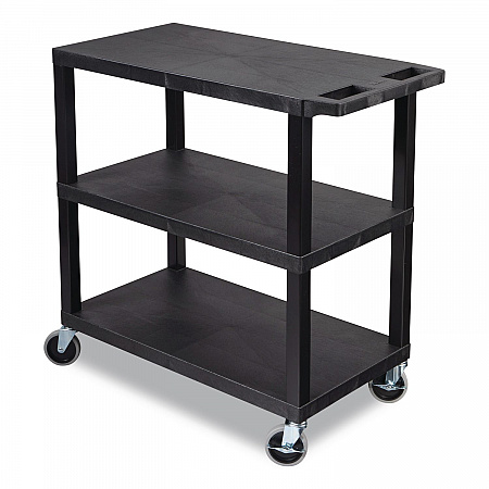 TUFFY XL Three-Shelf Multipurpose Utility Cart, Plastic, 300 lb Capacity, 35.25