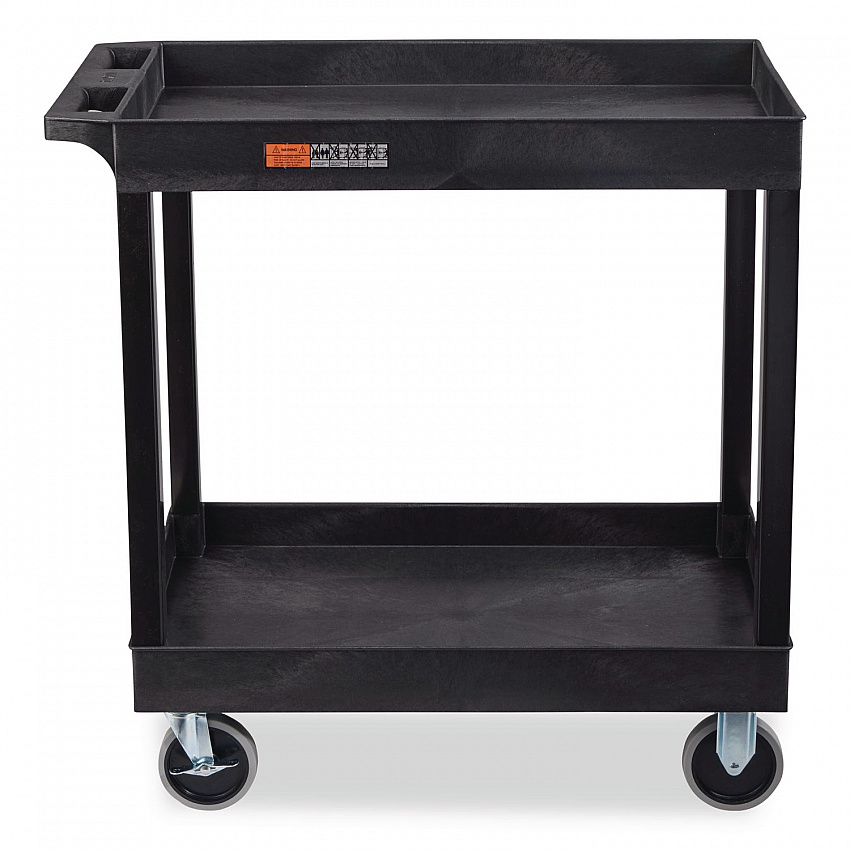 TUFFY XL Two-Shelf Heavy-Duty Multipurpose Utility Cart, Plastic, 500 lb Capacity, 35.25" x 18" x 35.5", Black (EC11HDB)