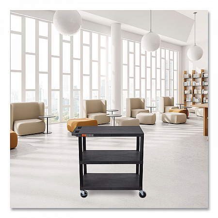 TUFFY XL Three-Shelf Multipurpose Utility Cart, Plastic, 300 lb Capacity, 35.25