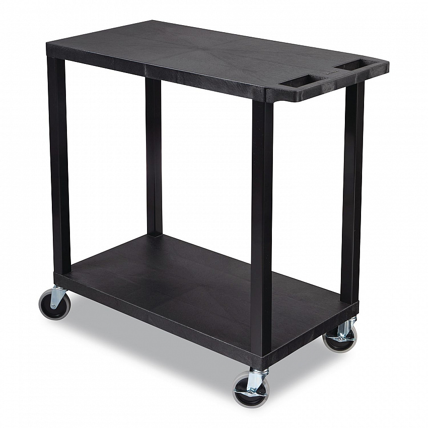 TUFFY XL Two-Shelf Multipurpose Utility Cart, Plastic, 400 lb Capacity, 35.25" x 18" x 33, Black (EC22B)