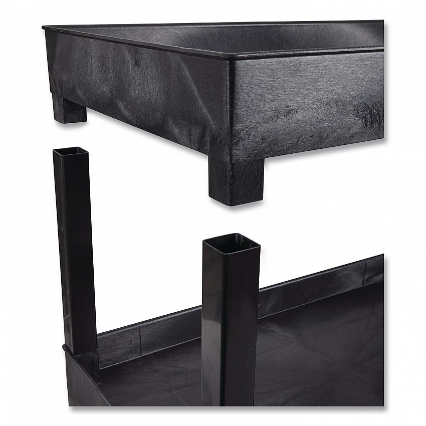 TUFFY XL Two-Shelf Heavy-Duty Multipurpose Utility Cart, Plastic, 500 lb Capacity, 35.25" x 18" x 35.5", Black (EC11HDB)