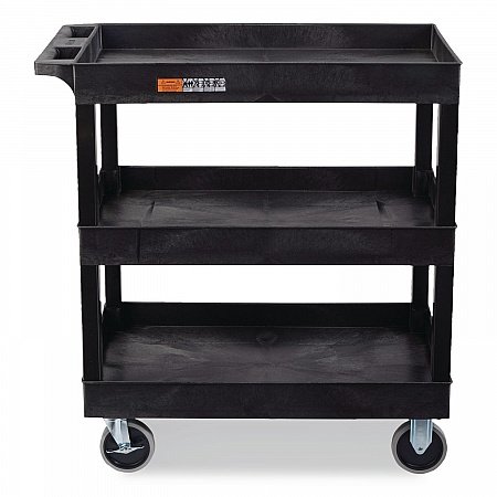 TUFFY XL Three-Shelf Heavy-Duty Multipurpose Utility Cart, Plastic, 375 lb Capacity, 35.25