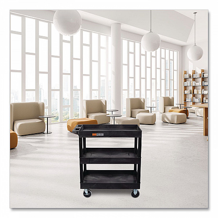 TUFFY XL Three-Shelf Heavy-Duty Multipurpose Utility Cart, Plastic, 375 lb Capacity, 35.25