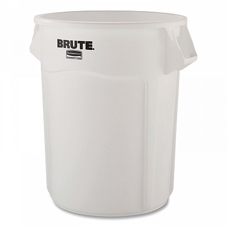 Vented Round Brute Container, 44 gal, Plastic, White, 4/Carton (1779740)