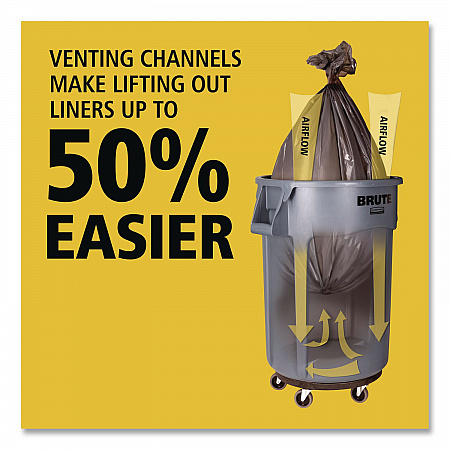 Vented Round Brute Container, 44 gal, Plastic, White, 4/Carton (1779740)