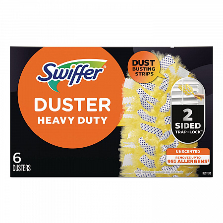 Heavy Duty Dusters Refill, Dust Lock Fiber, Unscented, Yellow, 6/Box, 4 Boxes/Carton (21620CT)