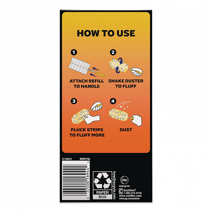 Heavy Duty Dusters Refill, Dust Lock Fiber, Unscented, Yellow, 6/Box, 4 Boxes/Carton (21620CT)