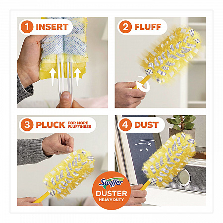 Heavy Duty Dusters Refill, Dust Lock Fiber, Unscented, Yellow, 6/Box, 4 Boxes/Carton (21620CT)