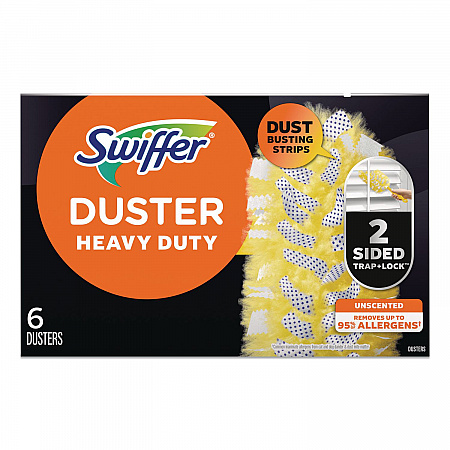 Heavy Duty Dusters Refill, Dust Lock Fiber, Unscented, Yellow, 6/Box (21620BX)