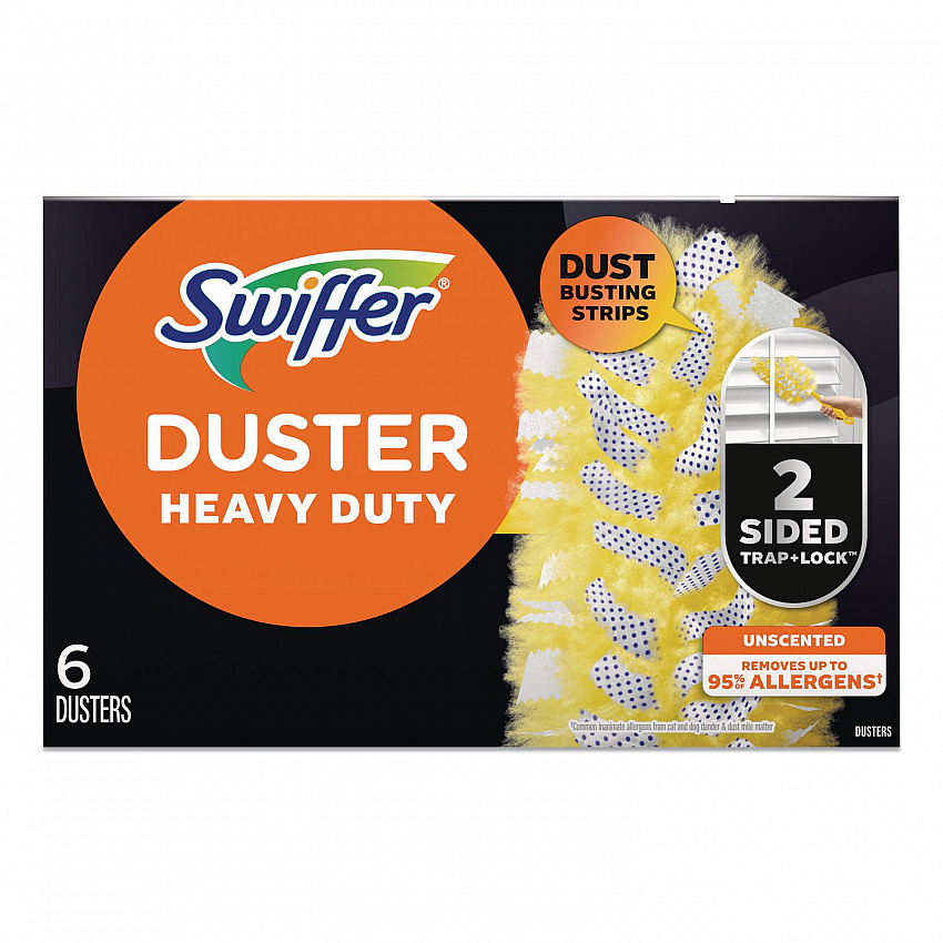 Heavy Duty Dusters Refill, Dust Lock Fiber, Unscented, Yellow, 6/Box (21620BX)