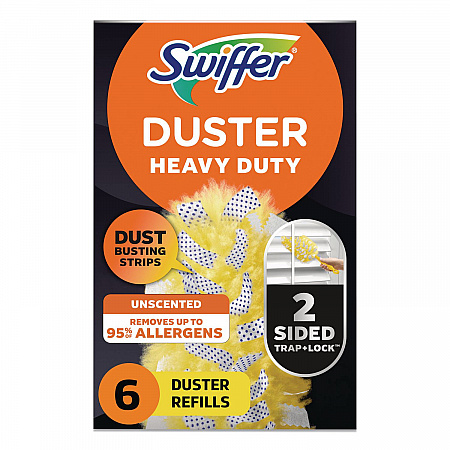 Heavy Duty Dusters Refill, Dust Lock Fiber, Unscented, Yellow, 6/Box (21620BX)