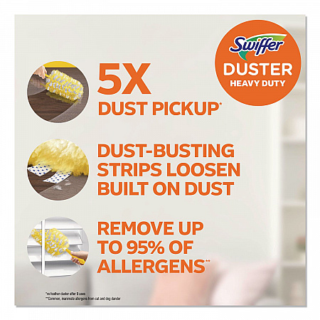 Heavy Duty Dusters Refill, Dust Lock Fiber, Unscented, Yellow, 6/Box (21620BX)