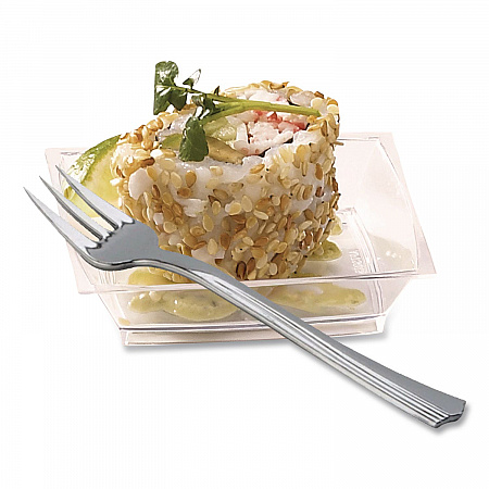 Petite Tasting Fork, Polystyrene, Silver, 400/Carton (RFPFK4)