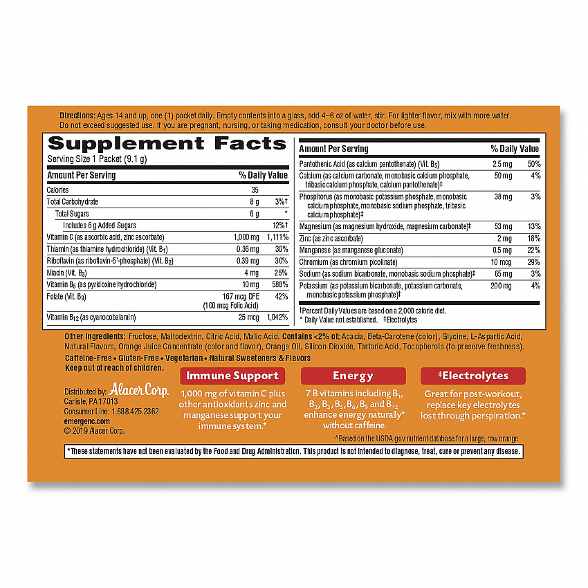 Vitamin C Drink Mix, 1,000 mg Vitamin C, Super Orange, 60/Pack (130213)