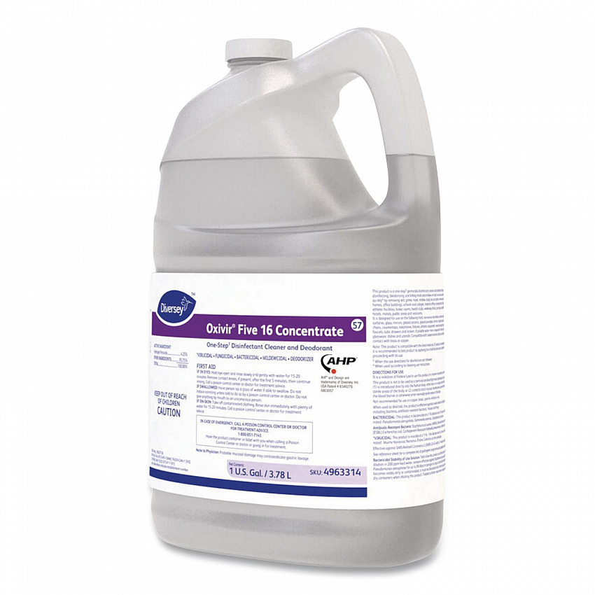 Five 16 One-Step Disinfectant Cleaner, Unscented, 1 gal Bottle, 4/Carton (4963314)