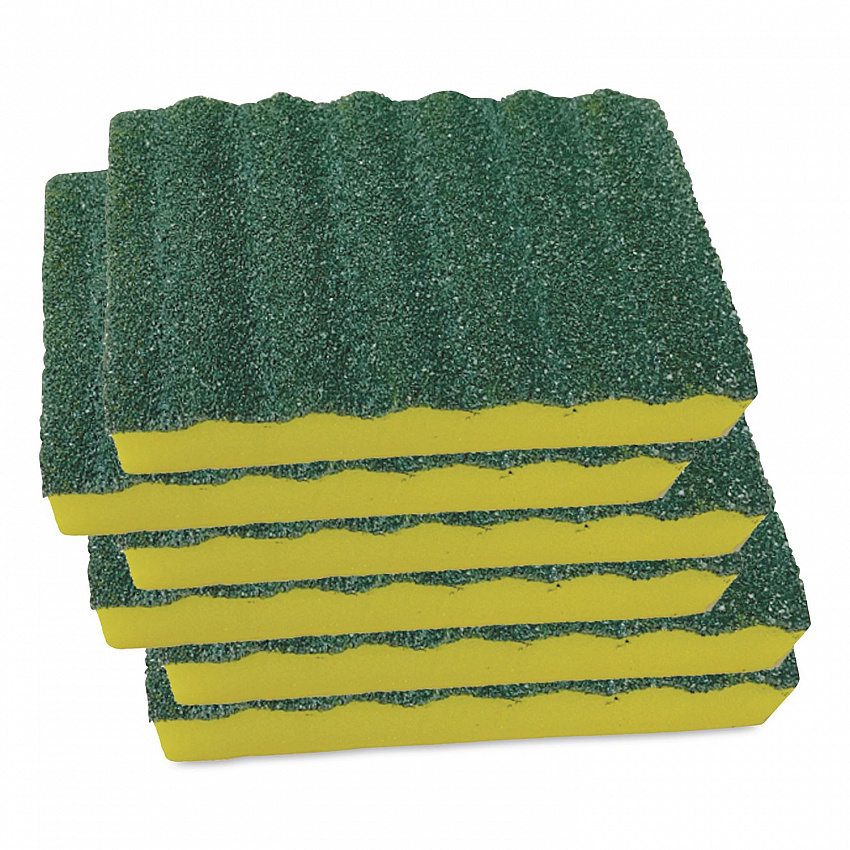 Heavy-Duty Scrubber Sponge, 4 x 2.5, 1" Thick, Yellow/Green, 6/Pack (2052220)