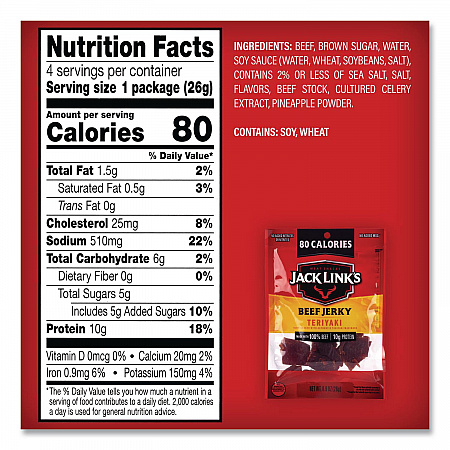 Beef Jerky Variety Pack, Original/Teriyaki, 8.1 oz Bag, 9/Carton (22002688)
