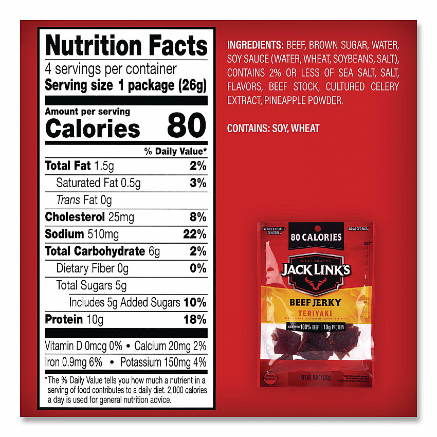 Beef Jerky Variety Pack, Original/Teriyaki, 8.1 oz Bag, 9/Carton (22002688)