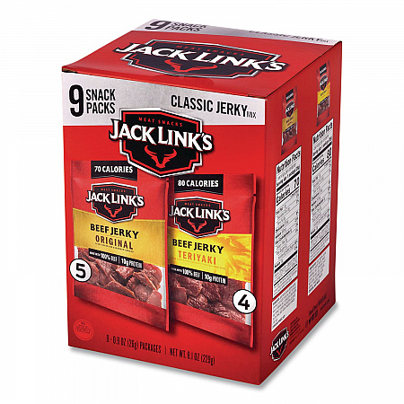 Beef Jerky Variety Pack, Original/Teriyaki, 8.1 oz Bag, 9/Carton (22002688)