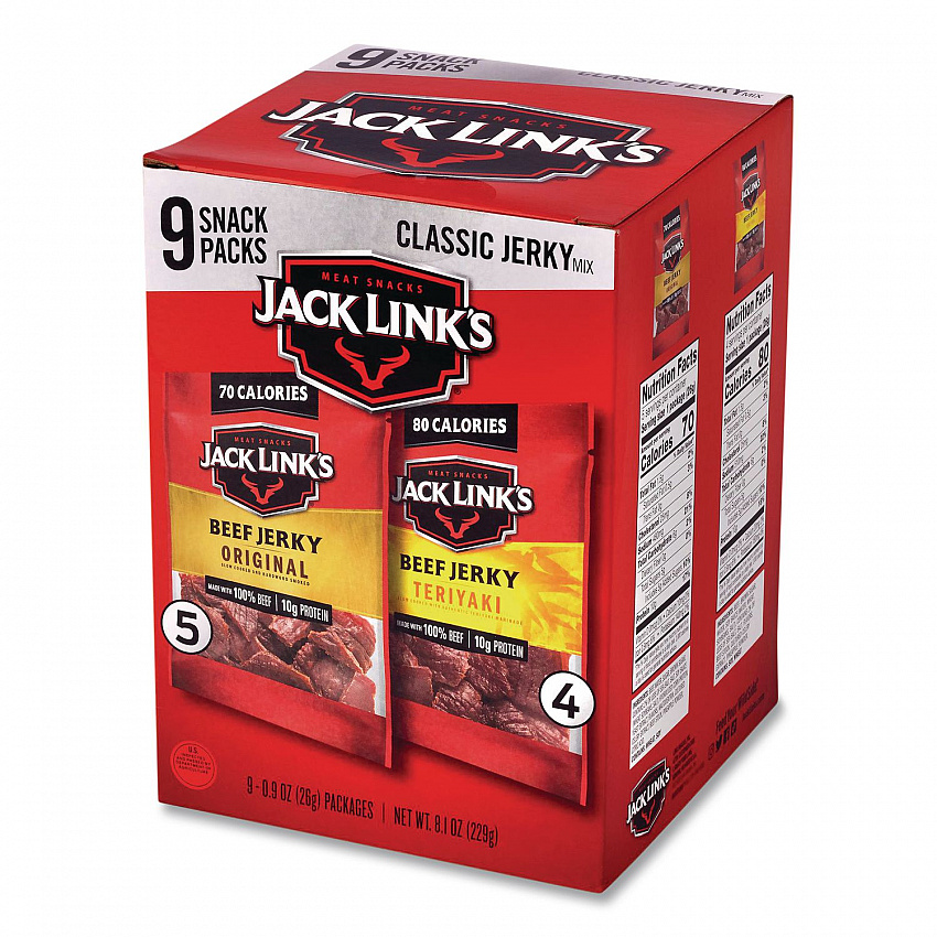 Beef Jerky Variety Pack, Original/Teriyaki, 8.1 oz Bag, 9/Carton (22002688)