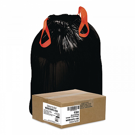 Heavy-Duty Trash Bags, Drawstring, 33 gal, 1.2 mil, 33.5