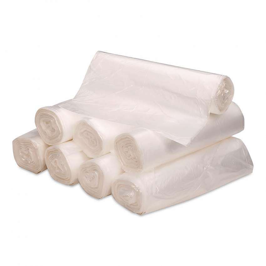 Linear Low-Density Can Liners, 10 gal, 0.6 mil, 24" x 23", Clear, 25 Bags/Roll, 20 Rolls/Carton (242315C)
