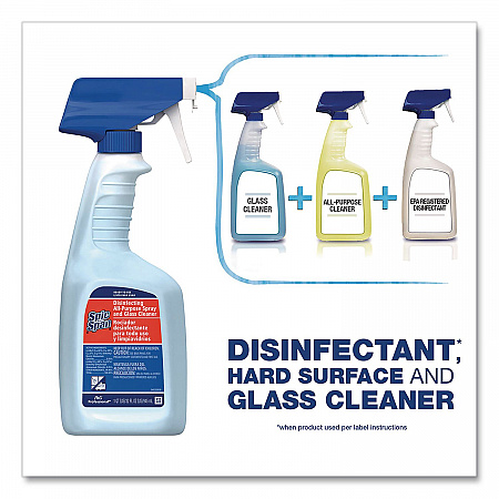 Disinfecting All-Purpose Spray and Glass Cleaner, Fresh Scent, 32 oz Bottles, 8 Bottles and 8 Trigger Sprayers/Carton (58775CT)