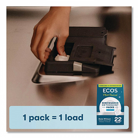 Dishwasher Detergent Packs, Free and Clear Scent, 16.4 oz Pack, 22 Pods/Pack, 6 Packs/Carton (969906CT)