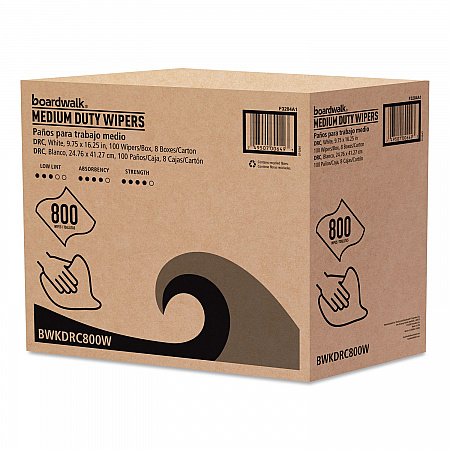DRC Wipers, 1-Ply, 9.75 x 16.25, White, 100/Box, 8 Boxes/Carton (DRC800W)