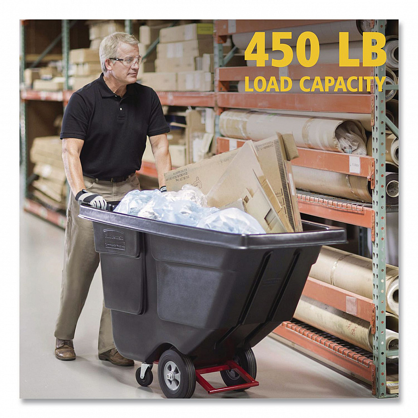 0.5 cu yd BRUTE Rotomolded Tilt Truck, 450 lb Capacity, Black (1304BLA)