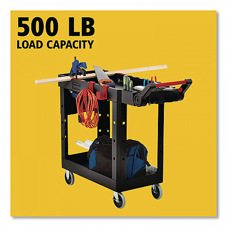 Heavy Duty Adaptable Utility Cart, Plastic, 2 Shelves, 500 lb Capacity, 17.8