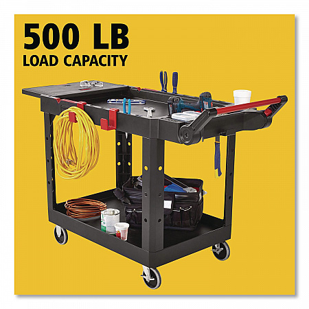Heavy Duty Adaptable Utility Cart, Plastic, 2 Shelves, 500 lb Capacity, 25.2