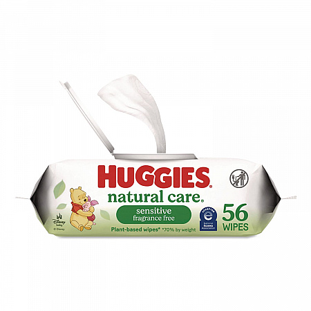 Natural Care Sensitive Baby Wipes, 1-Ply, 3.88 x 6.6, Unscented, White, 56/Pack, 8 Packs/Carton (31803)
