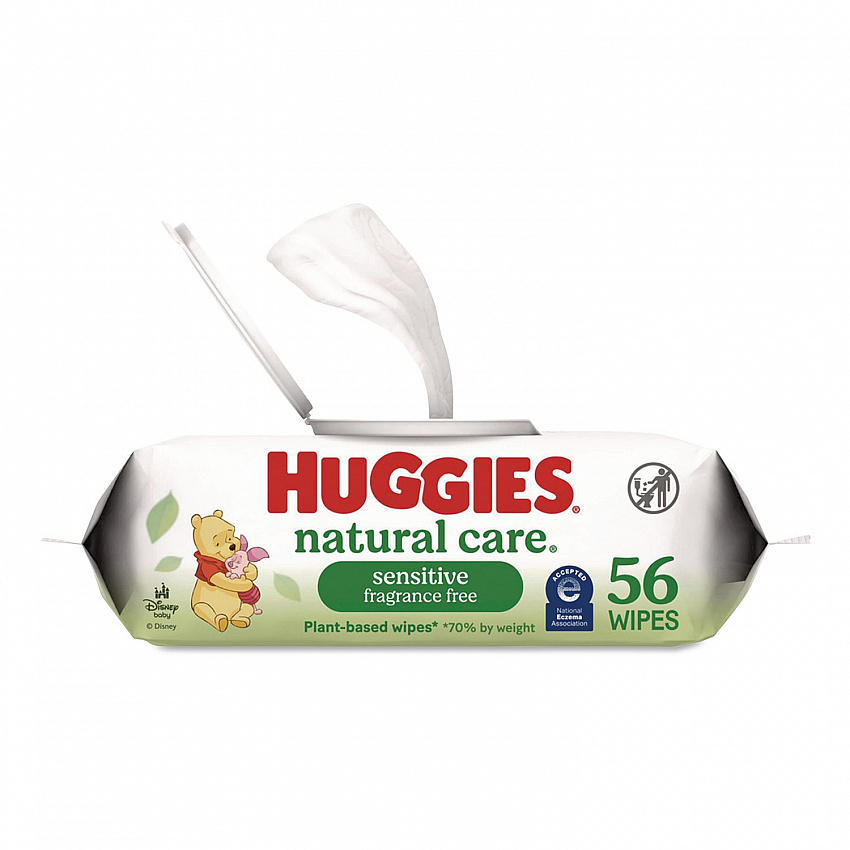 Natural Care Sensitive Baby Wipes, 1-Ply, 3.88 x 6.6, Unscented, White, 56/Pack, 8 Packs/Carton (31803)