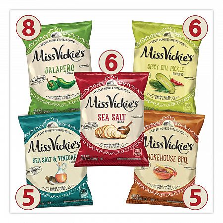 Kettle Cooked Chips Variety Mix, Four Assorted Flavors, 1.38 oz Bags, 30 Bags/Carton (29500010)