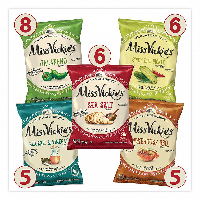 Kettle Cooked Chips Variety Mix, Four Assorted Flavors, 1.38 oz Bags, 30 Bags/Carton (29500010)